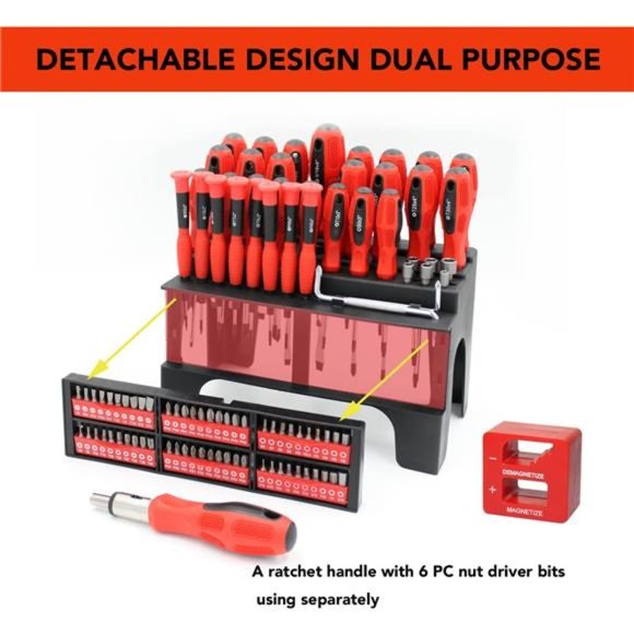 101-Piece Magnetic Screwdriver Set with Organizer Rack,Drive Magnetic Bit - Picture 5 of 7